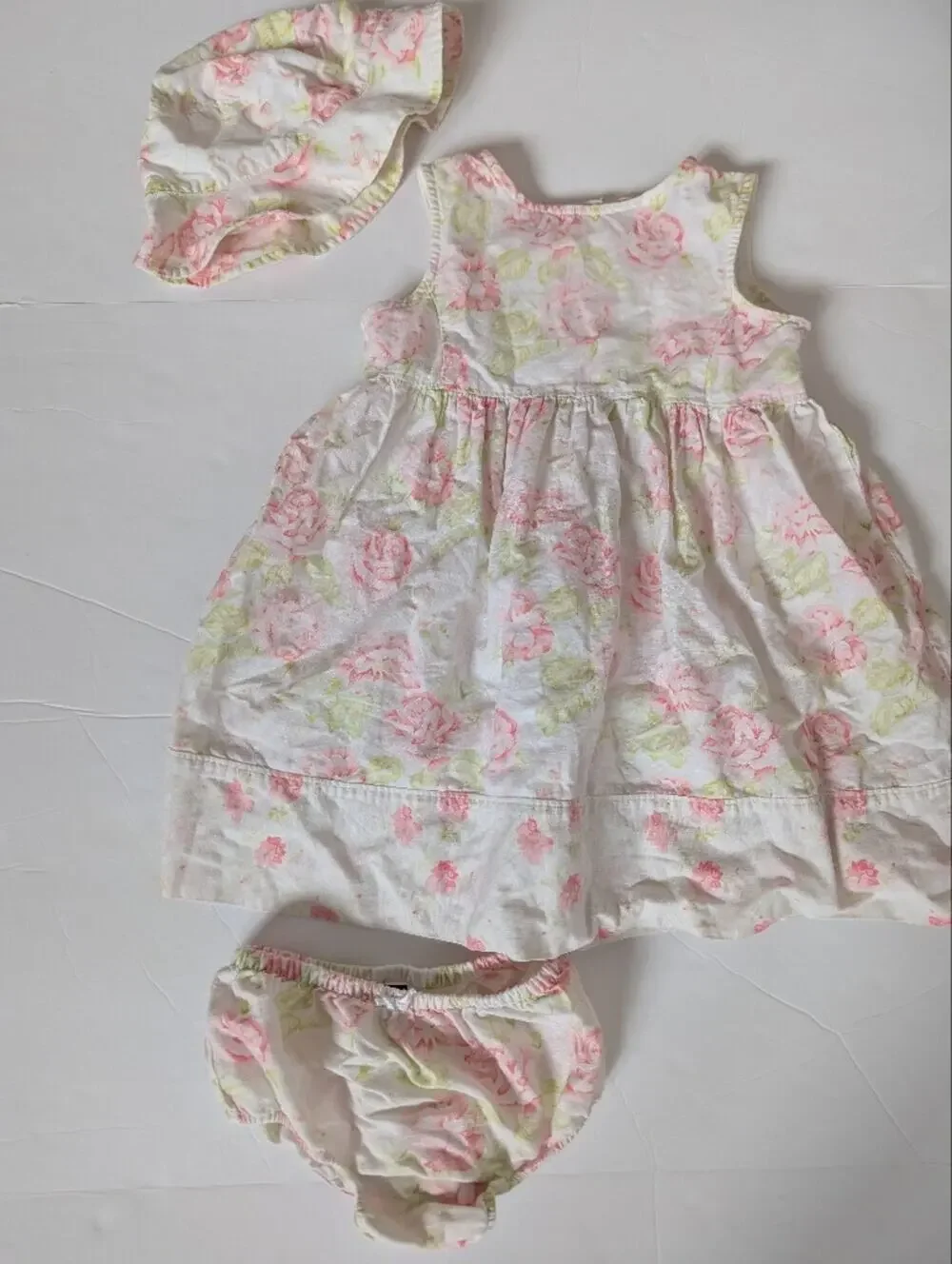 Gap Linen Blend Floral 3T Dress Hat Outfit Girls Retro